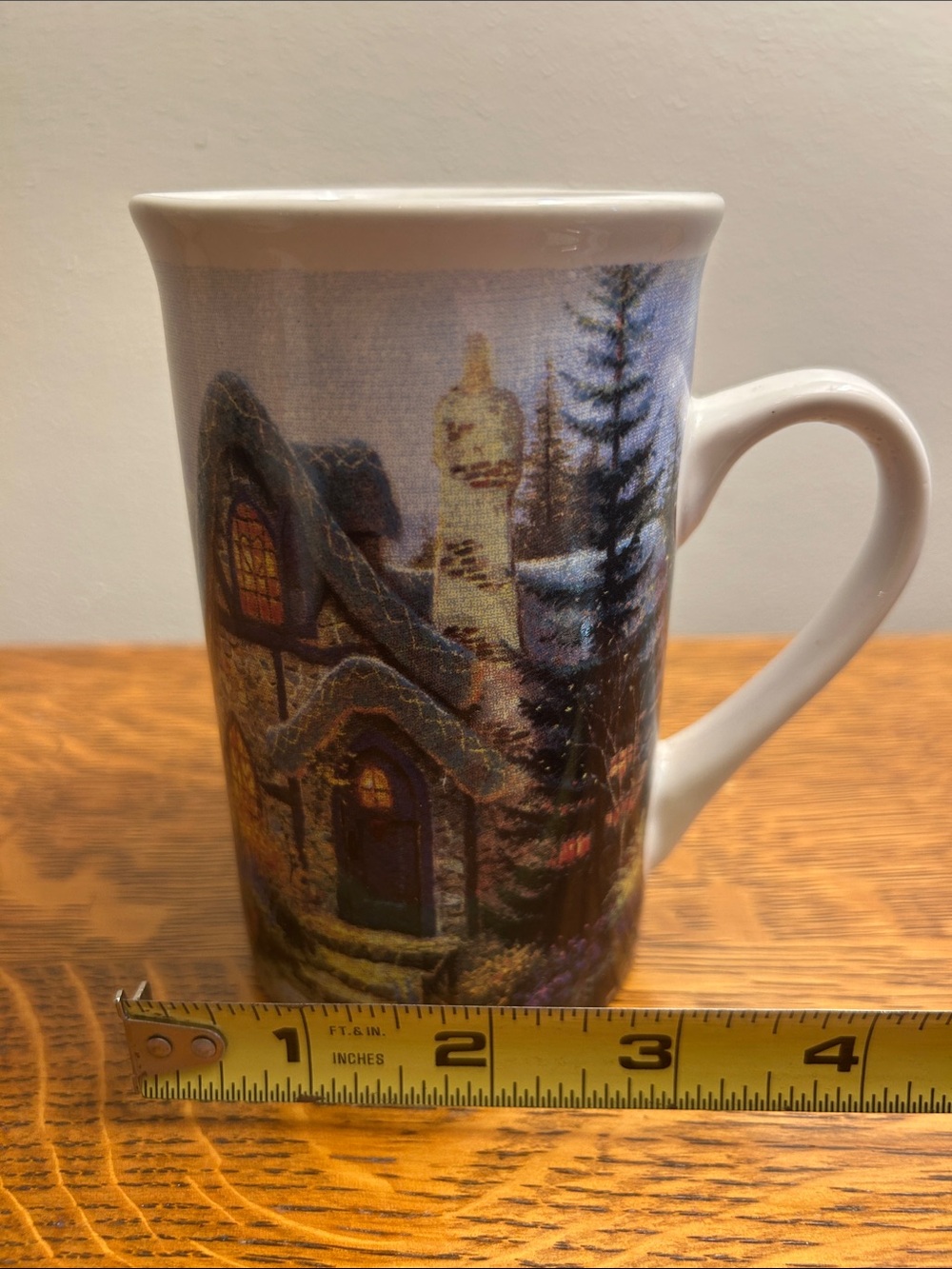 Thomas Kinkade Winter Cottage Mug - Blue, White, Gold - Picture 8 of 9